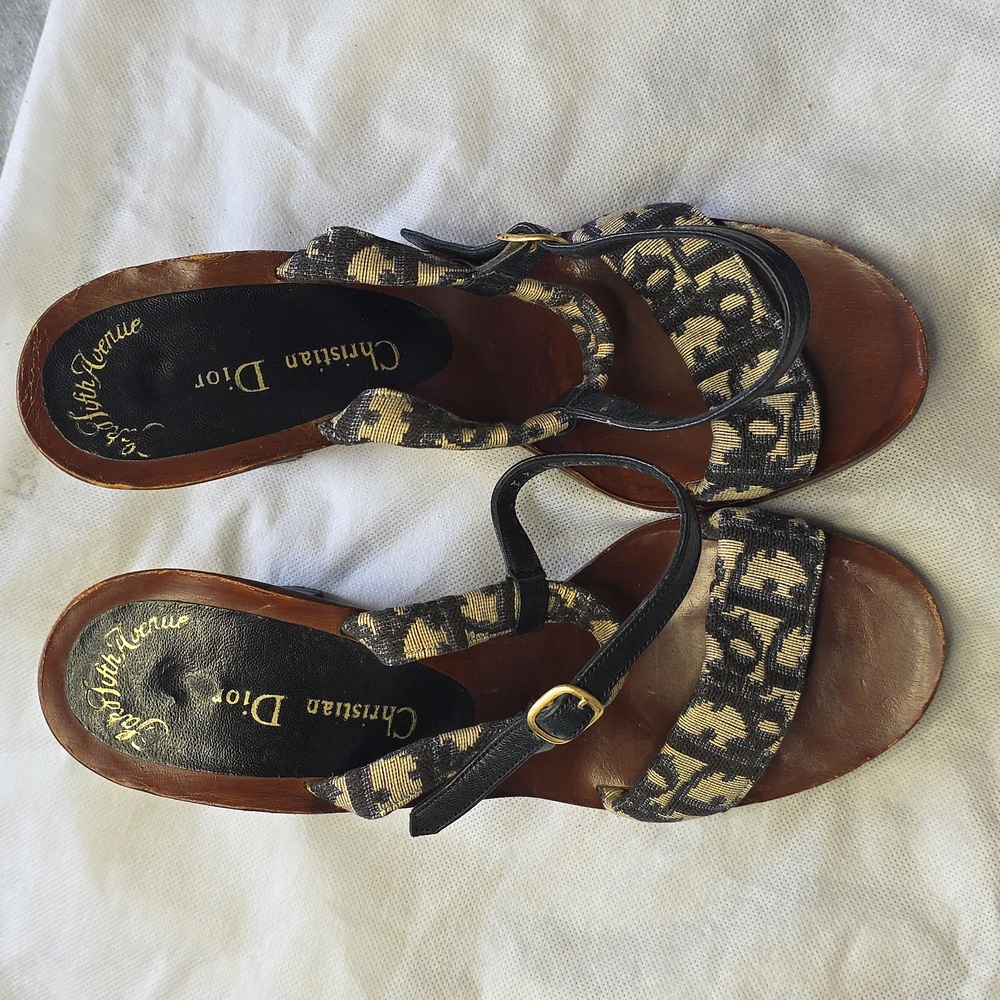 Dior Black and Tan Heeled Sandals